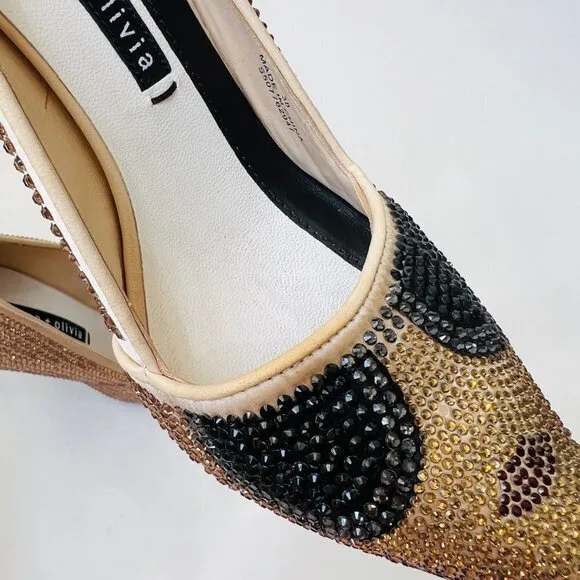 Alice   Olivia Crystal cover Dyna heels , Size 38, Beige/Black
