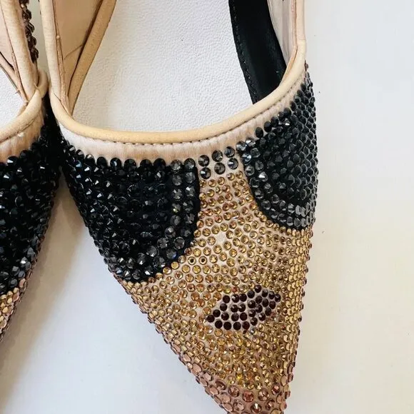 Alice   Olivia Crystal cover Dyna heels , Size 38, Beige/Black