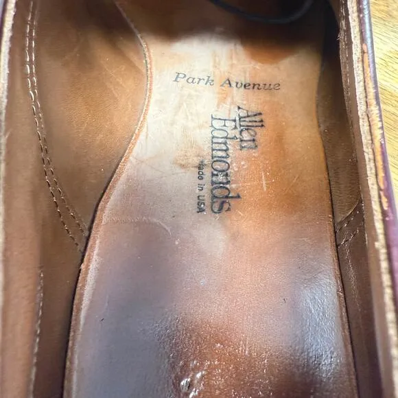 Allen Edmonds &quot;Park Avenue&quot; Men's Size 9.5 Dress Shoes Burgundy Oxfords Cap Toe