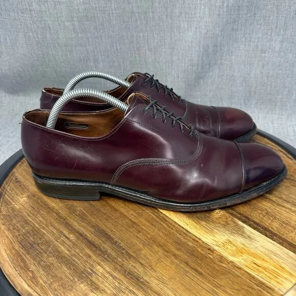 Allen Edmonds &quot;Park Avenue&quot; Men's Size 9.5 Dress Shoes Burgundy Oxfords Cap Toe