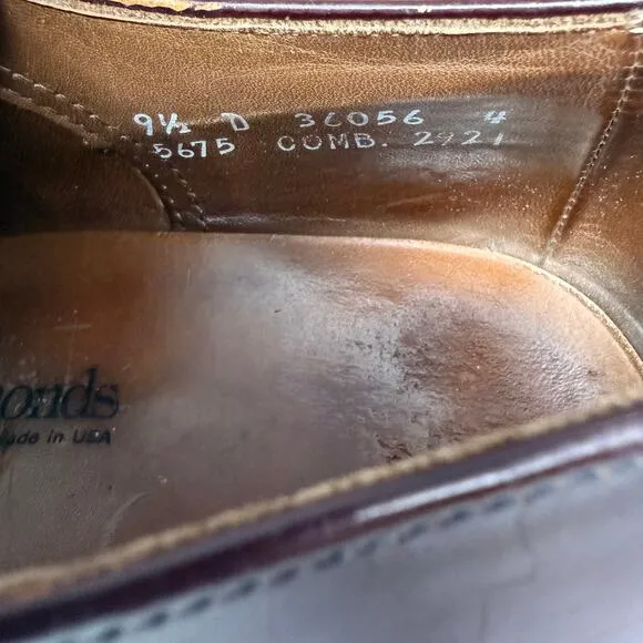 Allen Edmonds &quot;Park Avenue&quot; Men's Size 9.5 Dress Shoes Burgundy Oxfords Cap Toe
