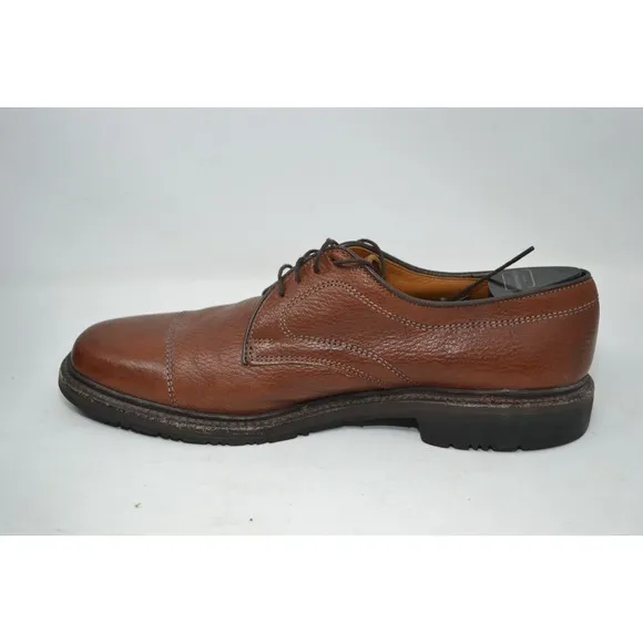 ALLEN EDMONDS Becker BROWN Pebbled Leather Lace Shoes Mens 9 D Cap Toe Oxford