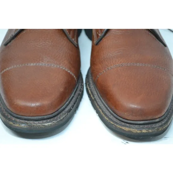 ALLEN EDMONDS Becker BROWN Pebbled Leather Lace Shoes Mens 9 D Cap Toe Oxford