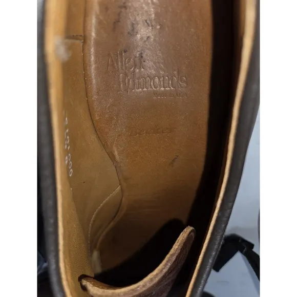 ALLEN EDMONDS Becker BROWN Pebbled Leather Lace Shoes Mens 9 D Cap Toe Oxford