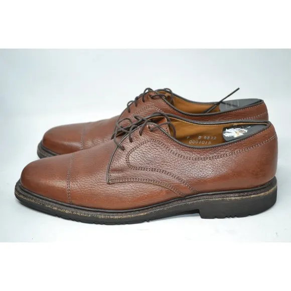 ALLEN EDMONDS Becker BROWN Pebbled Leather Lace Shoes Mens 9 D Cap Toe Oxford