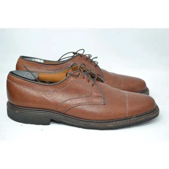 ALLEN EDMONDS Becker BROWN Pebbled Leather Lace Shoes Mens 9 D Cap Toe Oxford