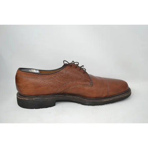 ALLEN EDMONDS Becker BROWN Pebbled Leather Lace Shoes Mens 9 D Cap Toe Oxford