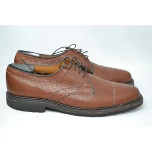 ALLEN EDMONDS Becker BROWN Pebbled Leather Lace Shoes Mens 9 D Cap Toe Oxford