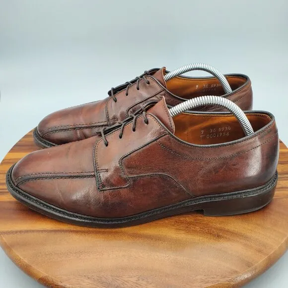 Allen Edmonds Hillcrest Oxfords Mens 9 EEE Brown Leather Bicycle Toe Dress Shoes