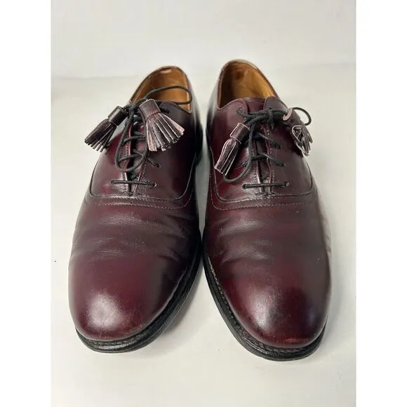 Allen‎ Edmonds Hunter Burgundy Men's 8.5 E Leather USA Oxfords Tassel Shoes