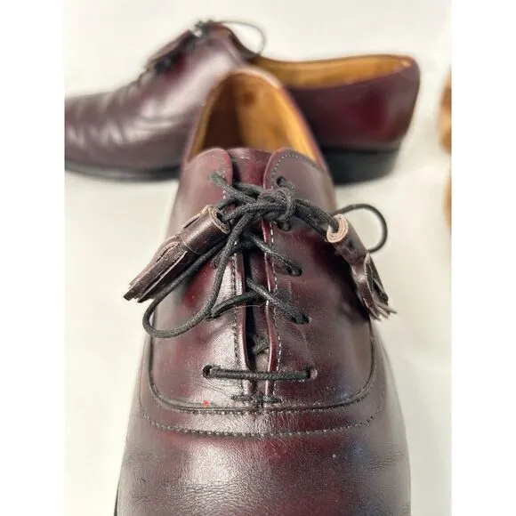 Allen‎ Edmonds Hunter Burgundy Men's 8.5 E Leather USA Oxfords Tassel Shoes