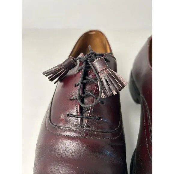 Allen‎ Edmonds Hunter Burgundy Men's 8.5 E Leather USA Oxfords Tassel Shoes