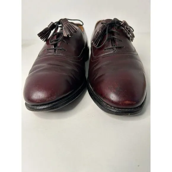 Allen‎ Edmonds Hunter Burgundy Men's 8.5 E Leather USA Oxfords Tassel Shoes