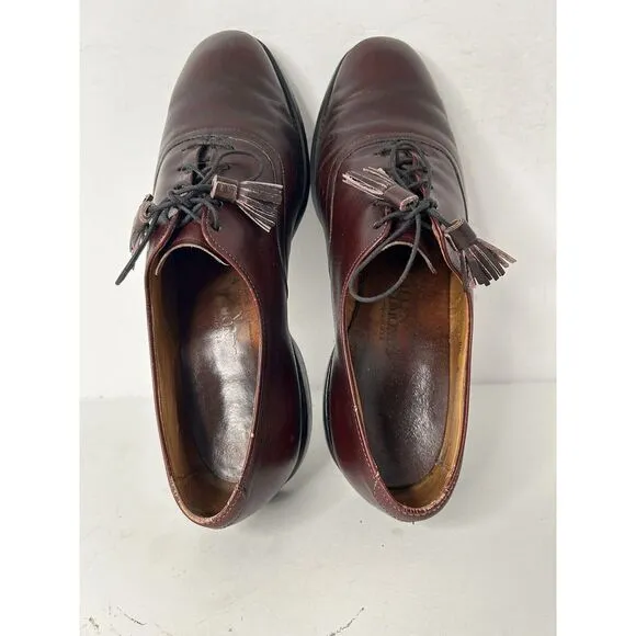 Allen‎ Edmonds Hunter Burgundy Men's 8.5 E Leather USA Oxfords Tassel Shoes