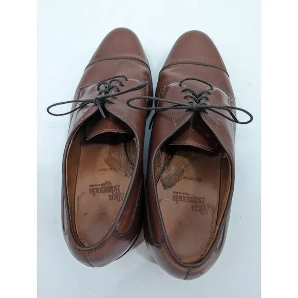 Allen Edmonds Margate 9.5 D Brown Cap-Toe Derby Oxfords Leather Career Shoes