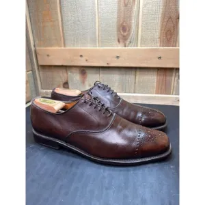 Allen Edmonds Mens Dryden Cap-Toe Oxford Dress Shoes 9.5 D Brown Leather Lace-Up