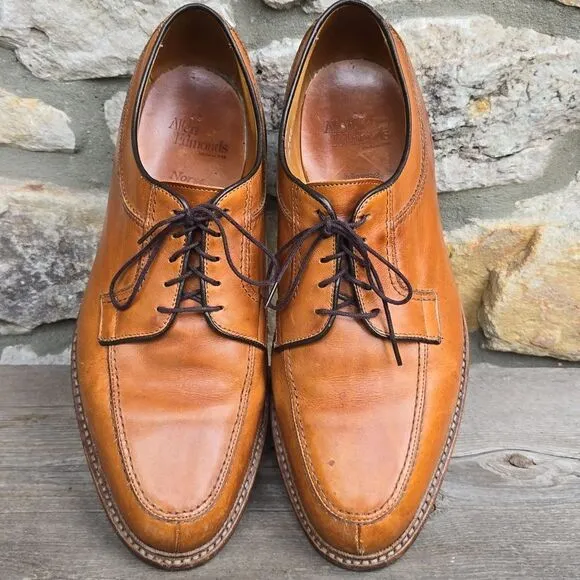 Allen Edmonds Norse Oxfords Split Toe Tan Leather Rubber Sole Men's 10 EEE