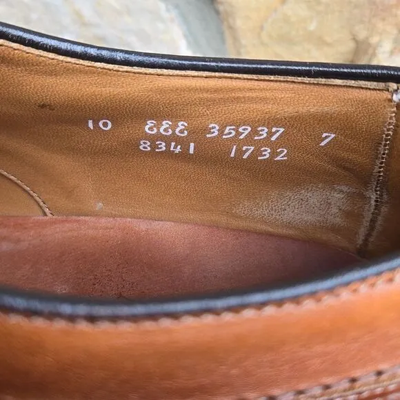 Allen Edmonds Norse Oxfords Split Toe Tan Leather Rubber Sole Men's 10 EEE