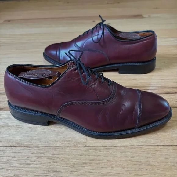 Allen Edmonds Park Avenue Dress Shoes Men's 8 D Burgundy Leather Cap Toe Oxfords