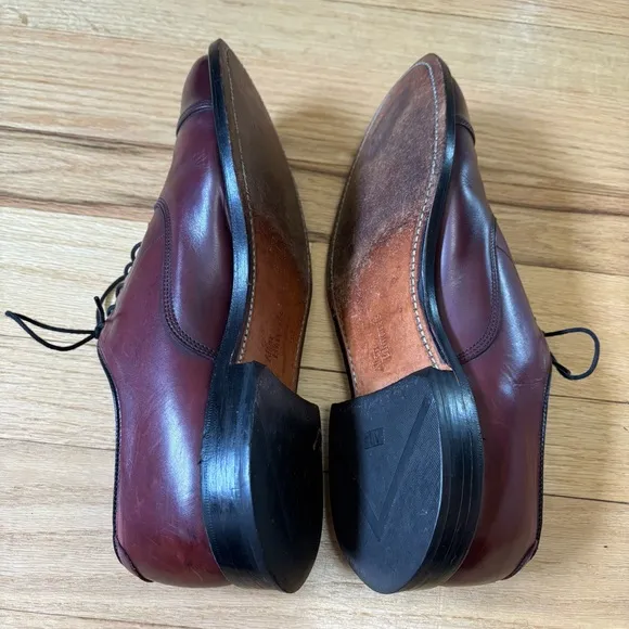Allen Edmonds Park Avenue Dress Shoes Men's 8 D Burgundy Leather Cap Toe Oxfords