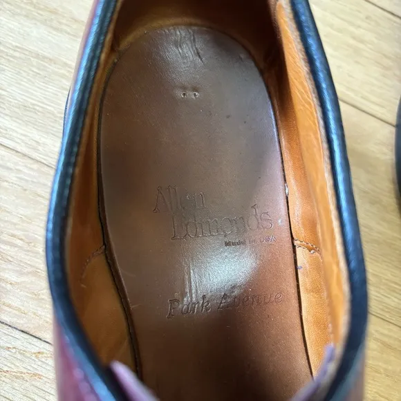Allen Edmonds Park Avenue Dress Shoes Men's 8 D Burgundy Leather Cap Toe Oxfords