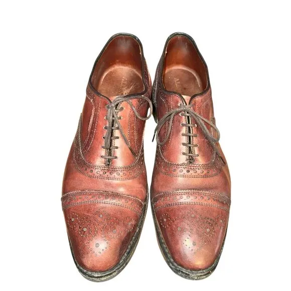 Allen Edmonds Port Washington Oxfords Men's Size 10 D Brown Leather Cap Toe Shoe