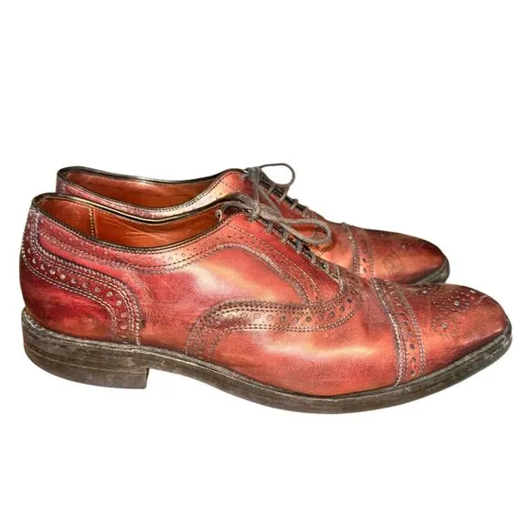 Allen Edmonds Port Washington Oxfords Men's Size 10 D Brown Leather Cap Toe Shoe