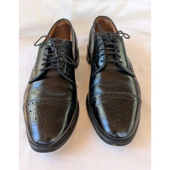 Allen Edmonds Sanford Cap Toe Oxfords Size 9.5 D Black With Dust Bags And Box