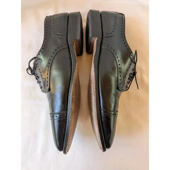 Allen Edmonds Sanford Cap Toe Oxfords Size 9.5 D Black With Dust Bags And Box