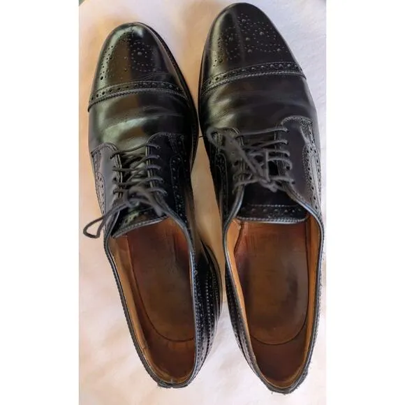 Allen Edmonds Sanford Cap Toe Oxfords Size 9.5 D Black With Dust Bags And Box
