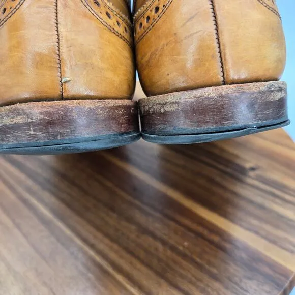 Allen Edmonds Strand Oxfords Men's 13 D Brown Leather Brogue Cap Toe Dress Shoes