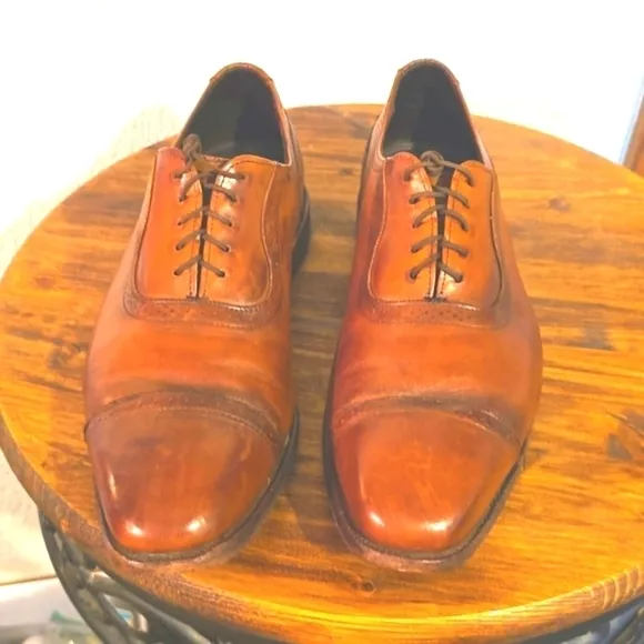 Allen Edmonds The Rutledge Cap toe lace up Oxfords COGNAC Brown Dress Mens Sz.12