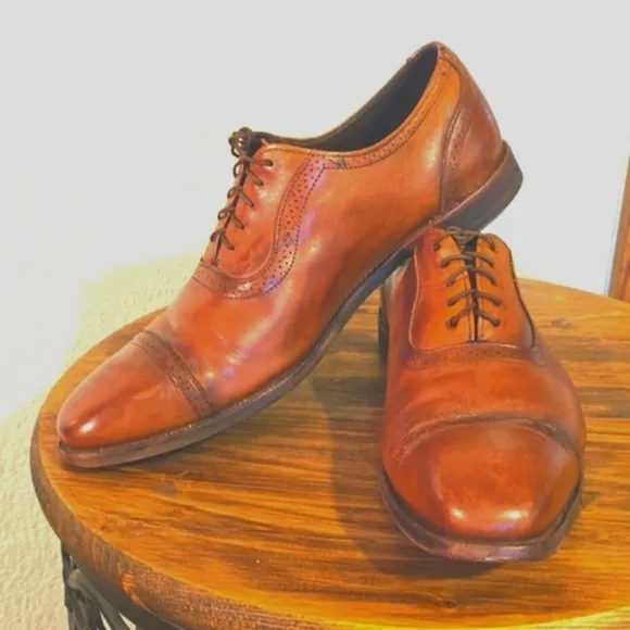 Allen Edmonds The Rutledge Cap toe lace up Oxfords COGNAC Brown Dress Mens Sz.12