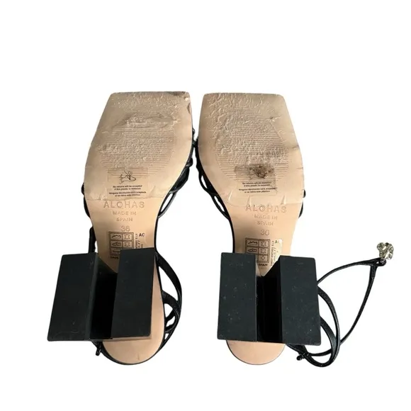 Alohas Cactus Block Strappy Heels Black | EU 36 / US 6