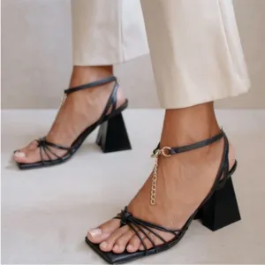 Alohas Cactus Block Strappy Heels Black | EU 36 / US 6