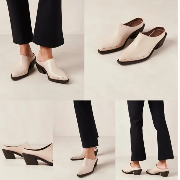 Alohas Lorenzo Leather Mules in cream