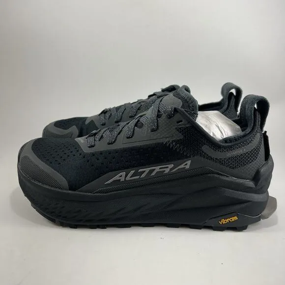 Altra Olympus 6 Trail Running Shoes Mens Size 7.5 Triple Black Vibram Athletic