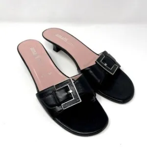 Amalfi mules black leather kitten heel sandals 8.5AA BoxE