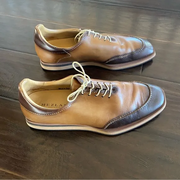 Amazing Mezlan Brown Leather lace up derby shoes semi dress and casual size 13M