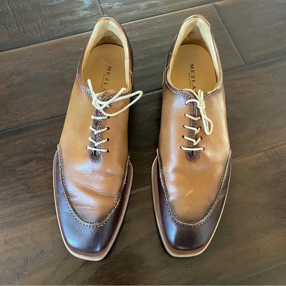 Amazing Mezlan Brown Leather lace up derby shoes semi dress and casual size 13M
