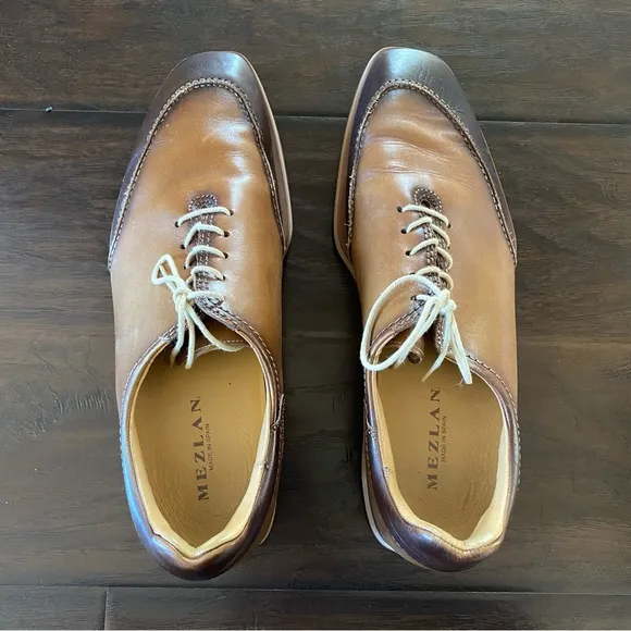 Amazing Mezlan Brown Leather lace up derby shoes semi dress and casual size 13M