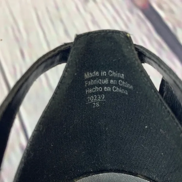 American Eagle Black Open Toe Strappy Ankle Heels