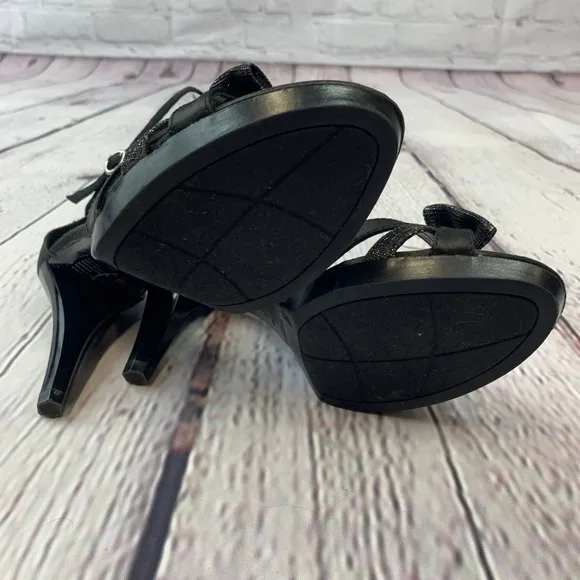 American Eagle Black Open Toe Strappy Ankle Heels