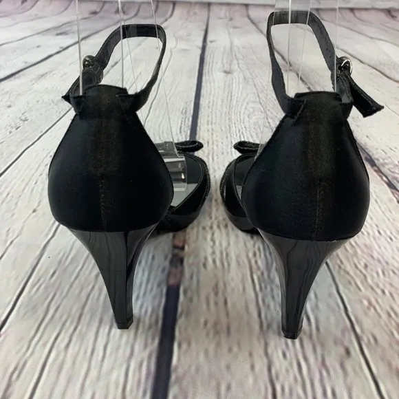 American Eagle Black Open Toe Strappy Ankle Heels