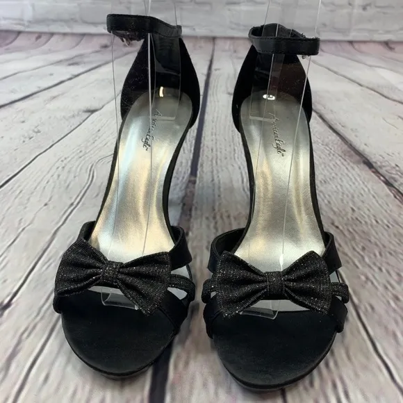 American Eagle Black Open Toe Strappy Ankle Heels