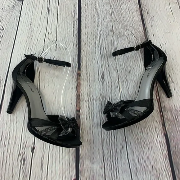 American Eagle Black Open Toe Strappy Ankle Heels