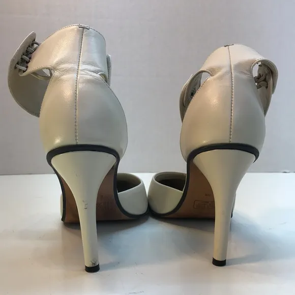 Andiamo Pointed-Toe Ankle-Strap Leather Heels