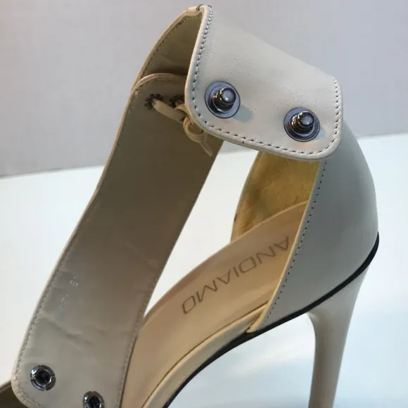 Andiamo Pointed-Toe Ankle-Strap Leather Heels