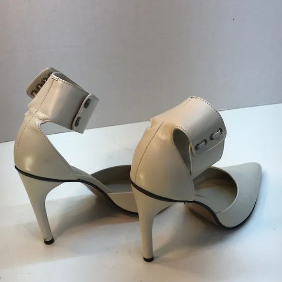 Andiamo Pointed-Toe Ankle-Strap Leather Heels