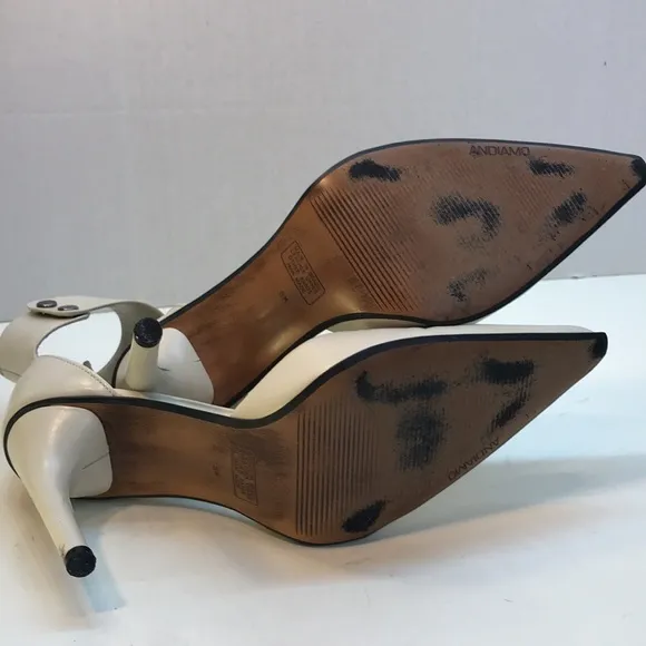Andiamo Pointed-Toe Ankle-Strap Leather Heels